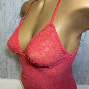 Chemise OR full dress slip size M Nylon floral lace Victoria’s Secret EUC